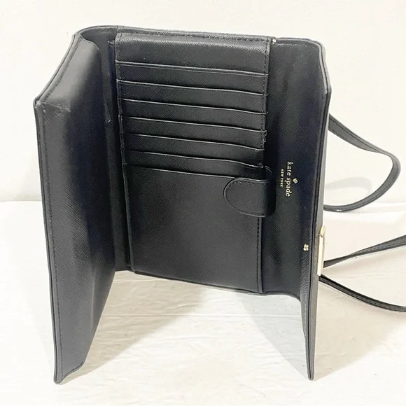 Kate Spade Winni Laurel Way Black Leather‎ Crossbody Wallet Bag